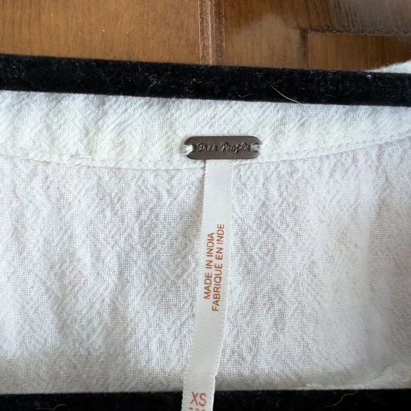 Free People Boho Embroidered Peasant Top | White Bohemian Festival Blouse - Picture 2 of 6